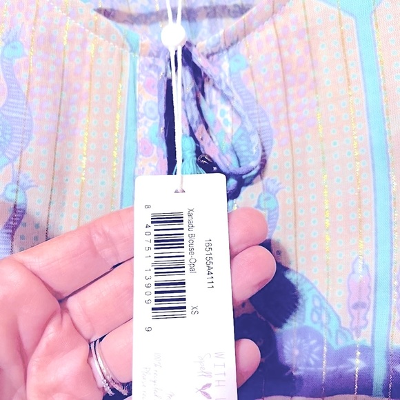 💜NWT💜 SPELL ✨EXTREMELY RARE VINTAGE PIECE✨ Opal Xanadu Blouse Sz XS - Picture 6 of 14